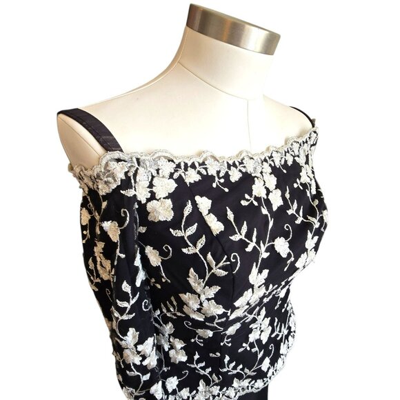 Davids Bridal Dress Black and White Floral Formal Long Mother Prom Size 6 JJ1677 - Picture 16 of 16